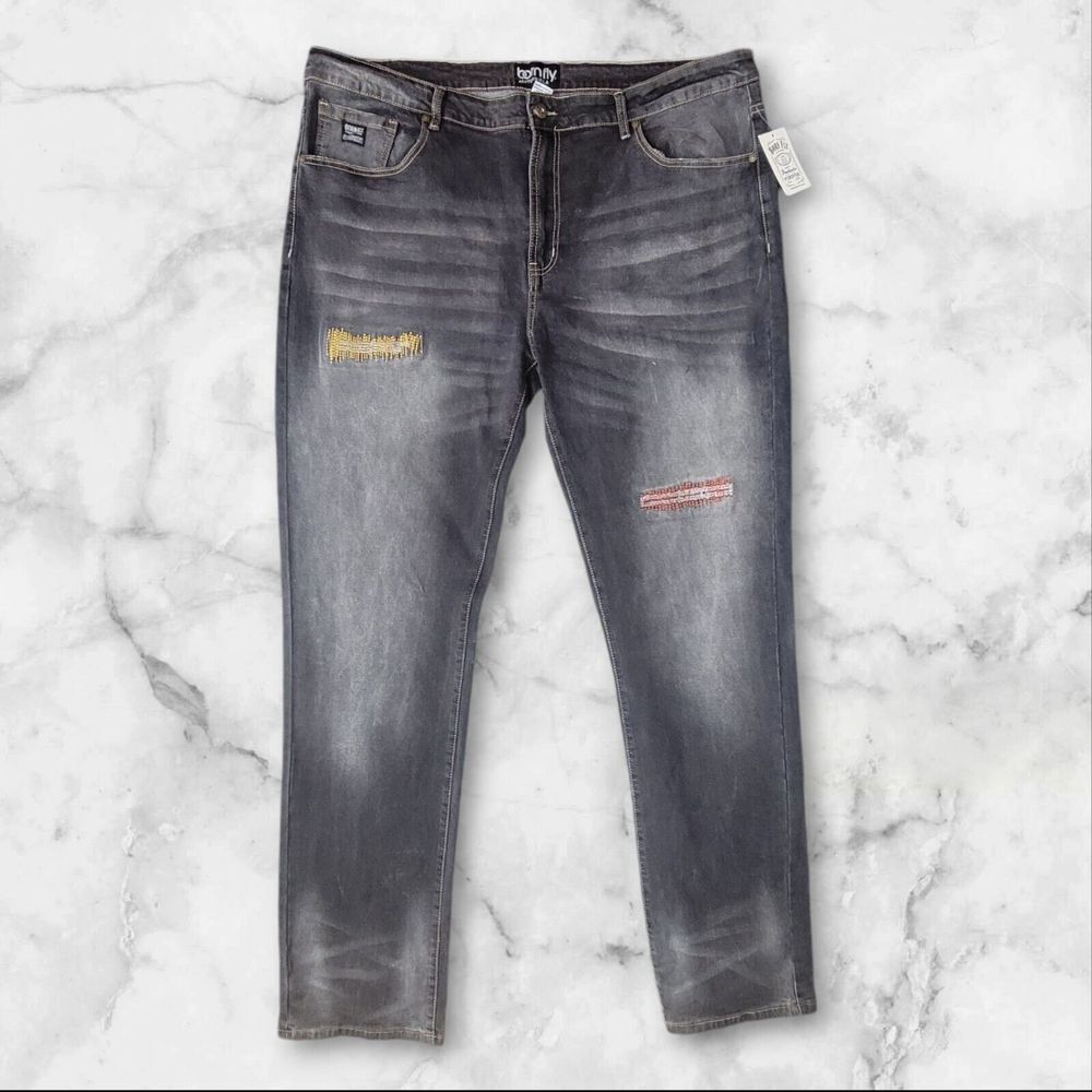 Born Fly Anytown U.S.A Jeans Men's 44x34‎ Big Sur Wash Black Distressed NWT